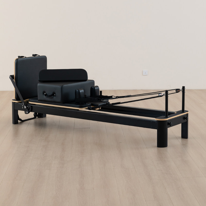 Black Aluminum Pilates Reformer with Tower  for Home and Studio