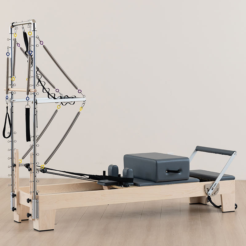 Oak Pilates Reformer with Tower – Premium Solid Wood Frame