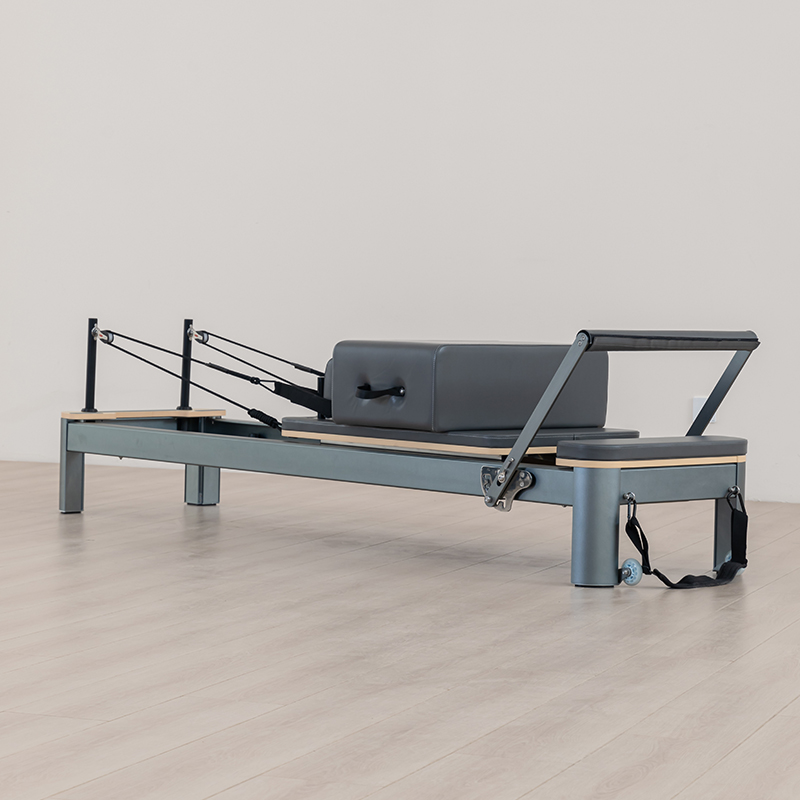 Professional Grey Aluminum Pilates Reformer – Full Accessory Set